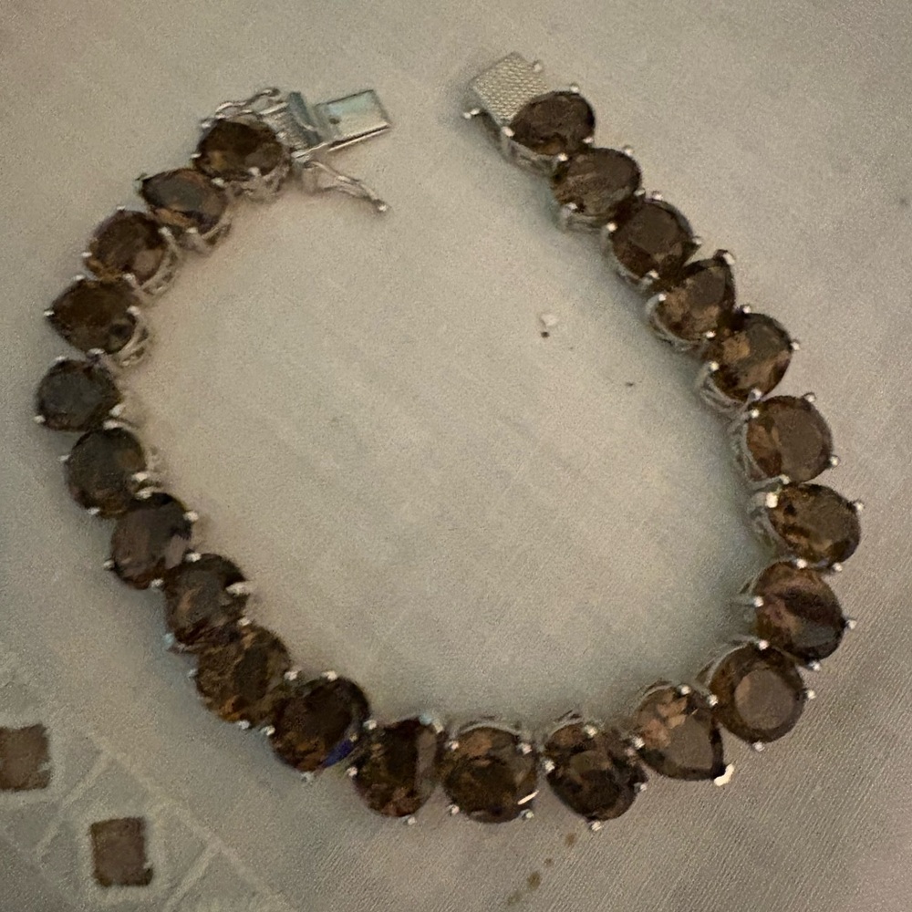 EUC Smoky quartz silver bracelet